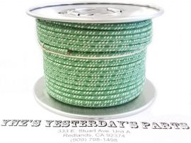 12ga, OVERSTOCK, Lacquer Coated Cloth Braided Wire, Green / White 3X